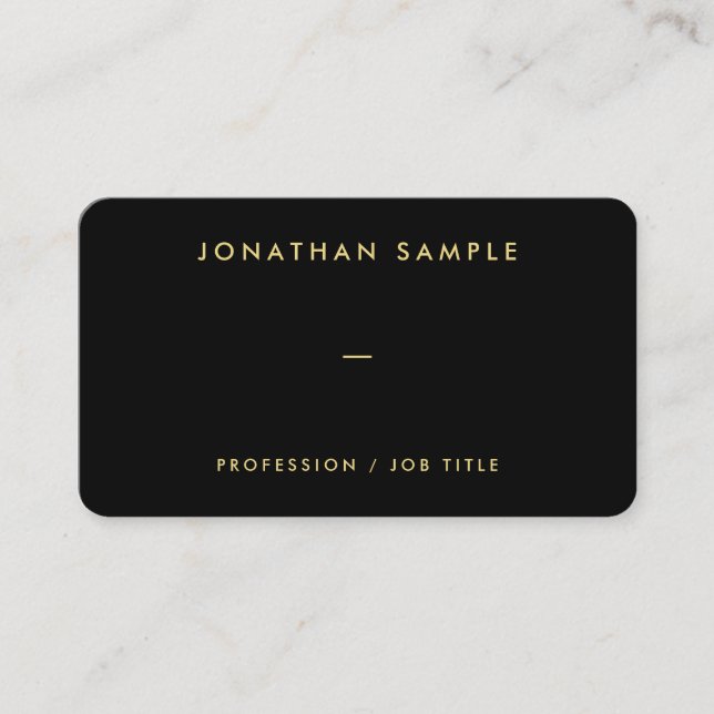 QR Code Elegant Black Gold Text Rounded Corner Business Card (Front)