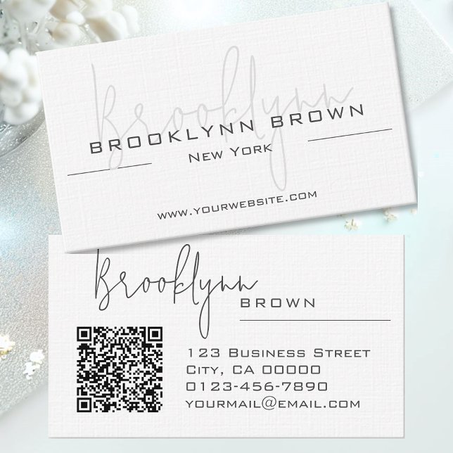 QR Code Elegant Classy Classic Minimalist Chic Business Card (Creator Uploaded)
