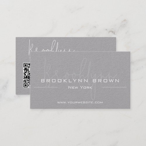QR Code Elegant Classy Classic Minimalist Gray Business Card