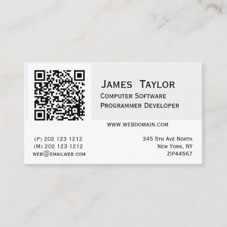 Qr Code Elegant Computer Programmer | Professional Business Card