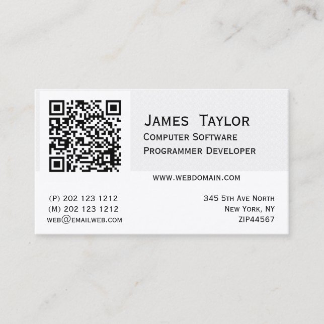 QR Code Elegant Computer Programmer | Professional Business Card (Front)