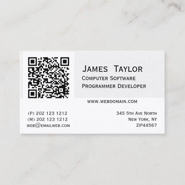 QR Code Elegant Computer Programmer | Professional Business Card | Zazzle