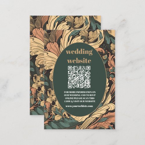 qr code Elegant Floral Art Nouveau Wedding Enclosure Card