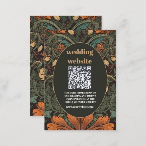 qr code Elegant Floral Art Nouveau Wedding Enclosure Card