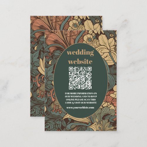 qr code Elegant Floral Art Nouveau Wedding Enclosure Card