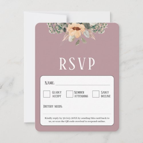 QR Code elegant floral pink  RSVP Card