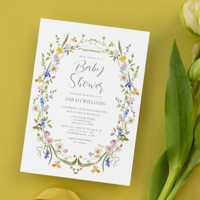 QR Code Elegant Gender Neutral Floral Baby Shower Invitation (Spring Blooms: A Floral Baby Shower Celebration!)