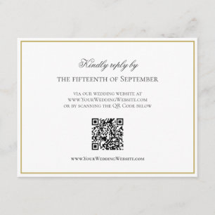 QR Code Elegant Gold Border Monogram RSVP Enclosure Card
