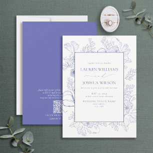 QR Code Elegant Lilac Lavender Floral Wedding Invitation