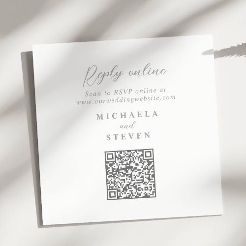 QR Code Elegant Modern Wedding RSVP Online Enclosure Card