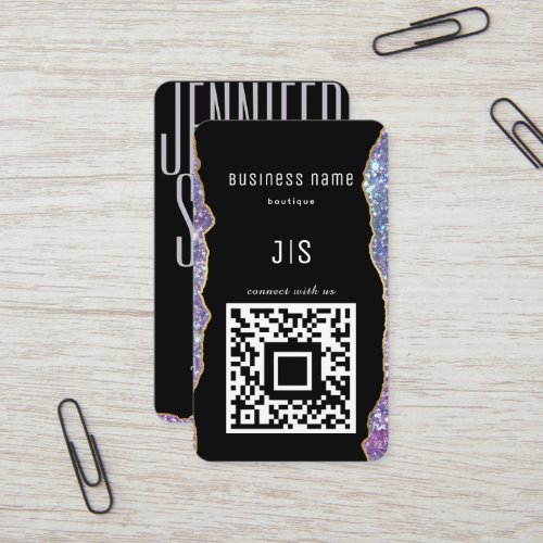 QR Code Elegant Monogram Connect with us Business Card