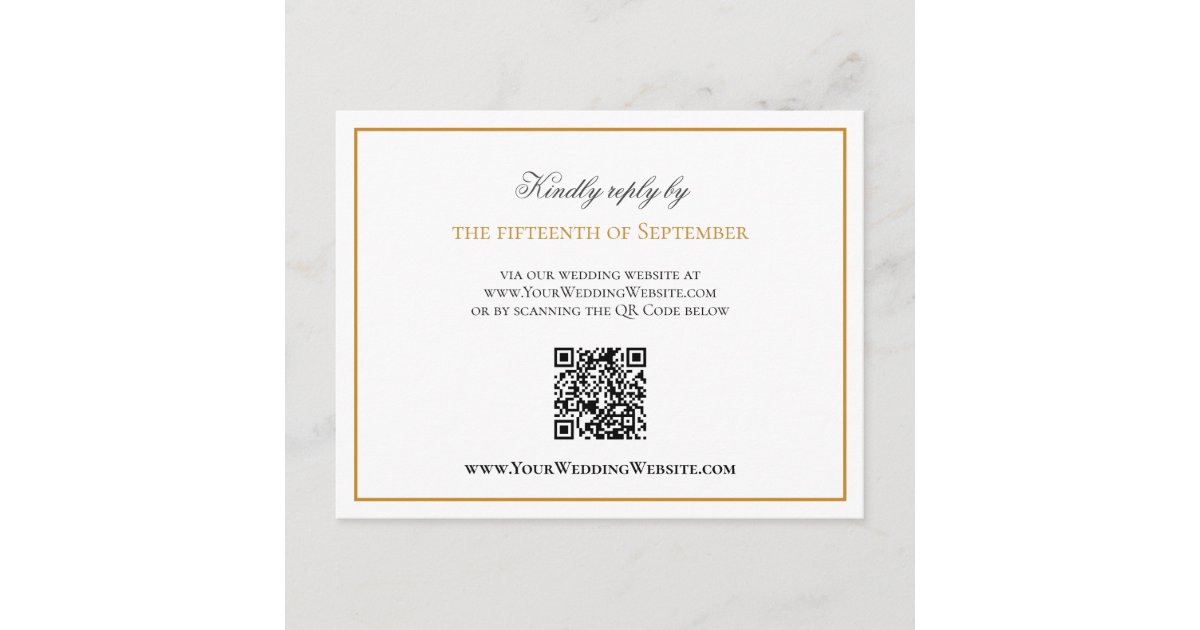 QR Code Elegant Mustard Yellow Monogram RSVP Enclosure Card | Zazzle