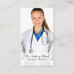 QR code Elegant OBGYN Obstetrician Gynecologist Business Card