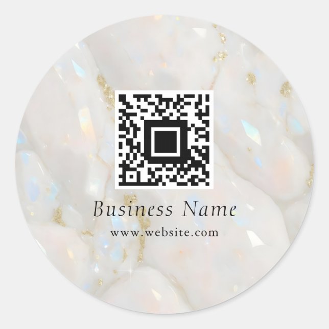 QR Code Elegant Opal Stone Unique Classic Round Sticker (Front)
