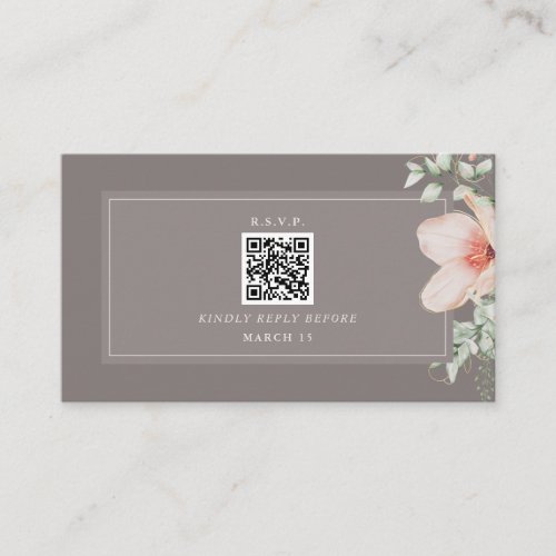 QR Code Elegant Pink Floral Amethyst Wedding RSVP Enclosure Card