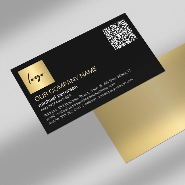 QR code elegant professional gold custom logo Business Card (Creator Uploaded)