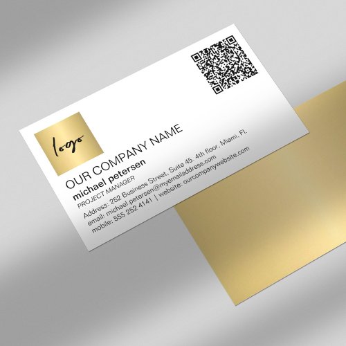 QR code elegant professional gold custom logo  Business Card