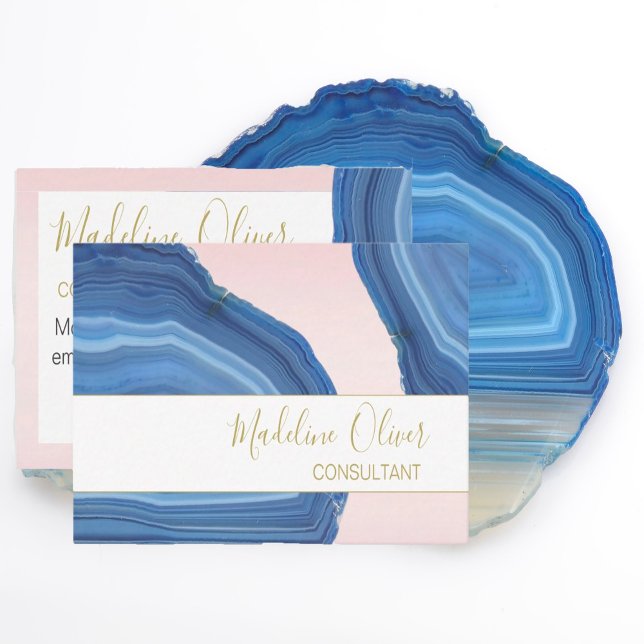 QR Code Elegant Professional Jewel  Blue Pink   Business Card (Creator Uploaded)