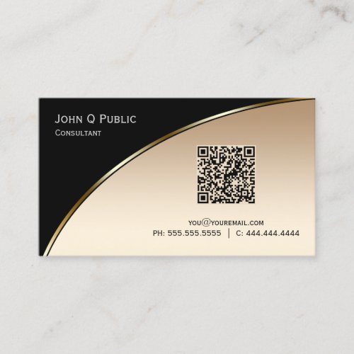 QR CODE Elegant Professional Modern Black Gold  Business Card