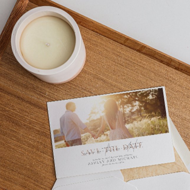 QR Code Elegant Script Photo Wedding Save the Date Invitation (Save the Date Cards 💌📆)