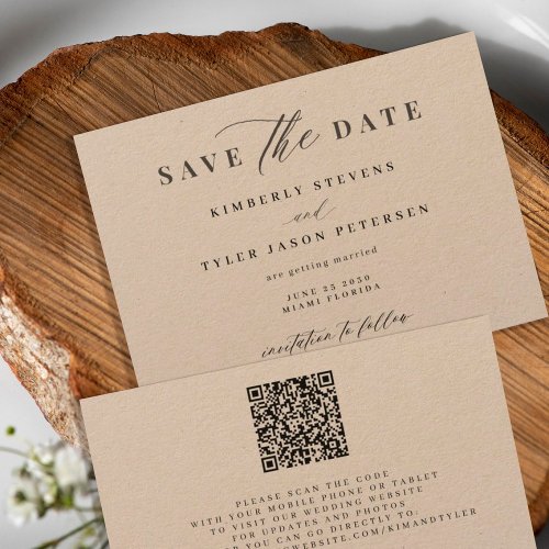 QR CODE elegant script simple wedding Save The Date