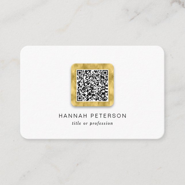 QR code elegant simple modern gold trendy stylish  Business Card (Front)