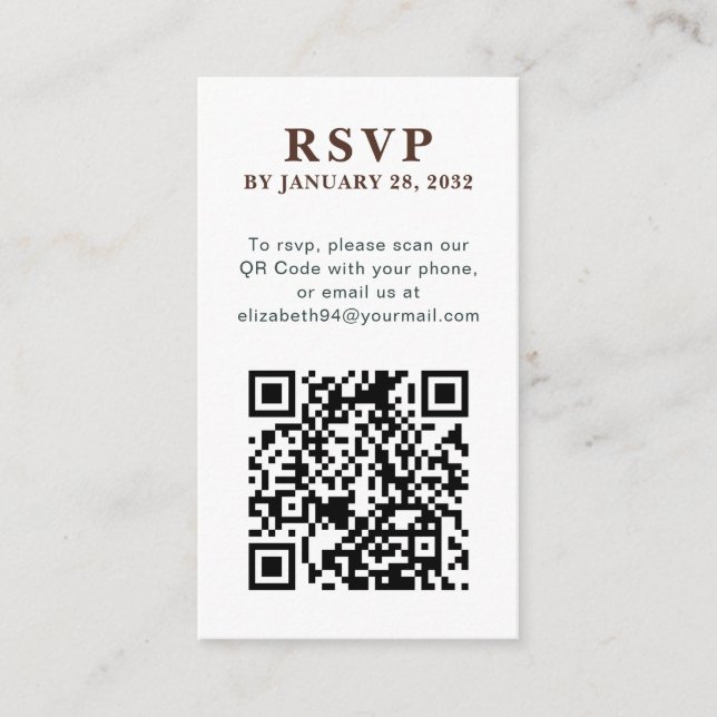 QR Code elegant simple photo online RSVP Enclosure (Front)