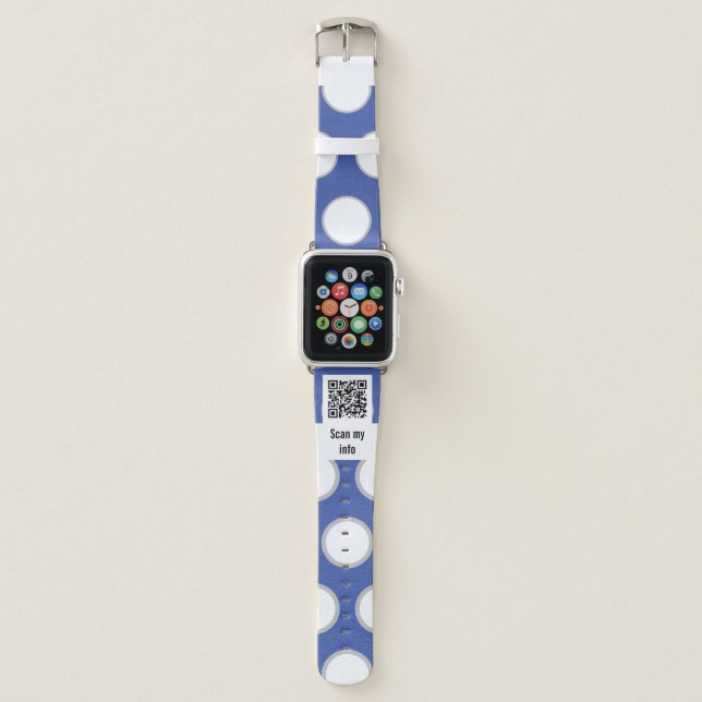 QR Code Emergency Alert Polka Dots  Apple Watch Band (Front)