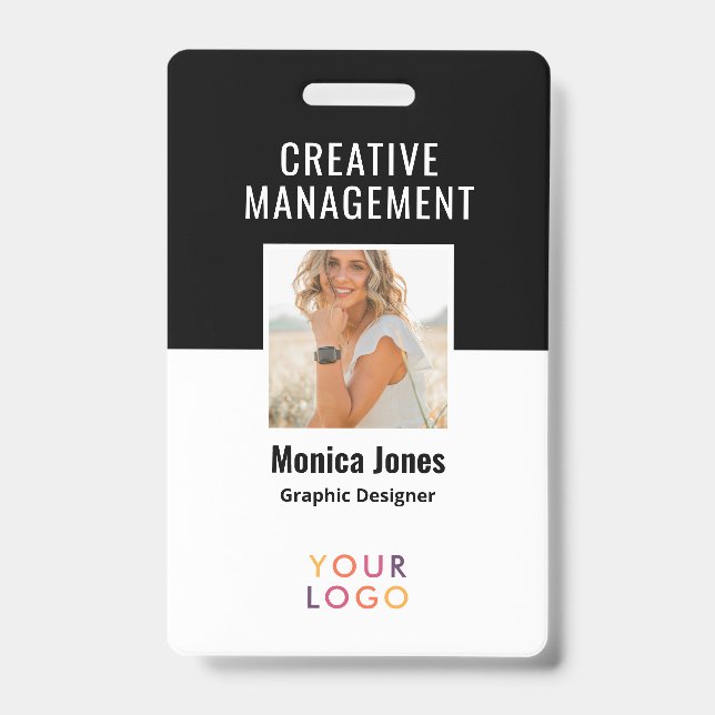 QR Code Employee Photo Black Badge (Front)