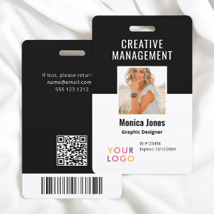 QR Code Employee Photo Black Badge