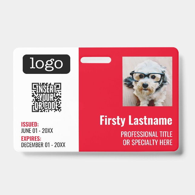 QR Code, Employee Photo, Logo, Name, Expiration ID Badge (Front)