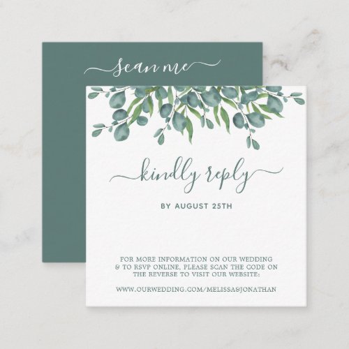 QR Code Eucalyptus Botanical Wedding Website RSVP Enclosure Card