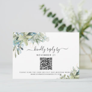QR Code Eucalyptus Greenery Wedding RSVP