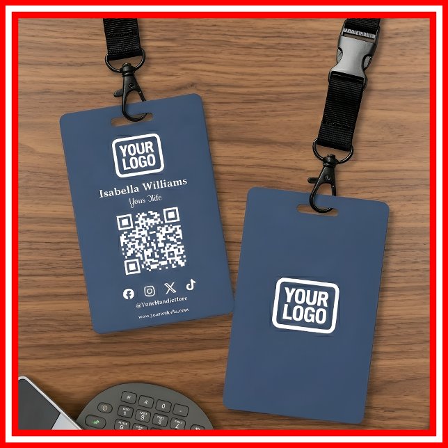 QR Code Event Badge | Digital Navy Budget ID Card (Creator Uploaded)