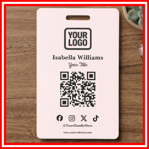 QR Code Event Badge Digital Pink Budget ID Card