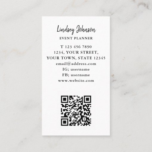 QR Code Event Planner Business Card | Zazzle