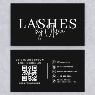 QR Code Eyelashes Technician Modern Typography  Business Card