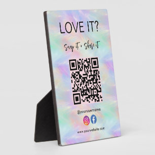 Qr Code Facebook Instagram Iridescent Opal Stylish Plaque