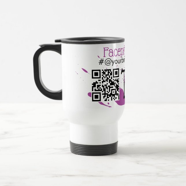 QR Code Facepainter Business Name Car Tips Travel Mug (Left)
