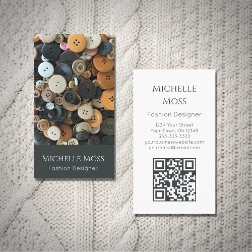 QR code Fashion Clothing Designer Sewing Buttons  Business Card