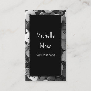 QR code Fashion Seamstress Buttons Classic Black Business Card