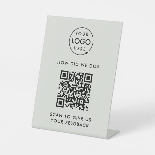 QR Code Feedback  Business Customer Rating Gray Pedestal Sign