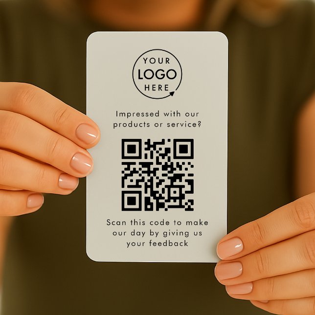 QR Code Feedback Professional Customer Rating Gray Business Card (Creator Uploaded)