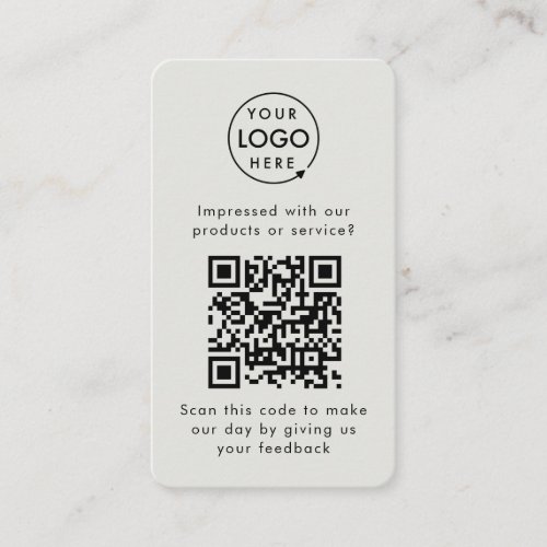 QR Code Feedback Professional Customer Rating Gray Business Card