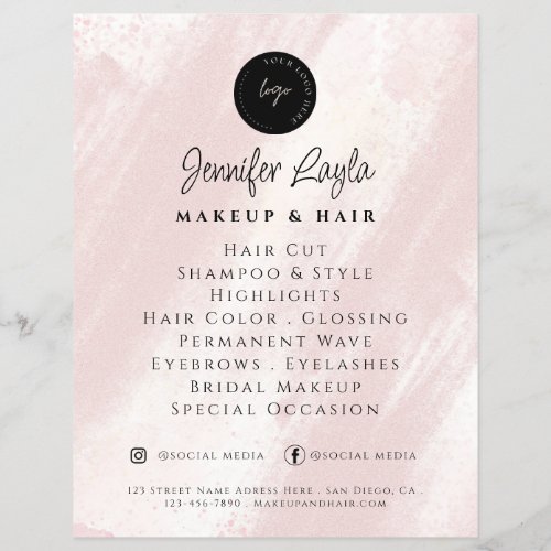 QR Code  Feminine Beauty Abstract Blush Pink Boho Flyer