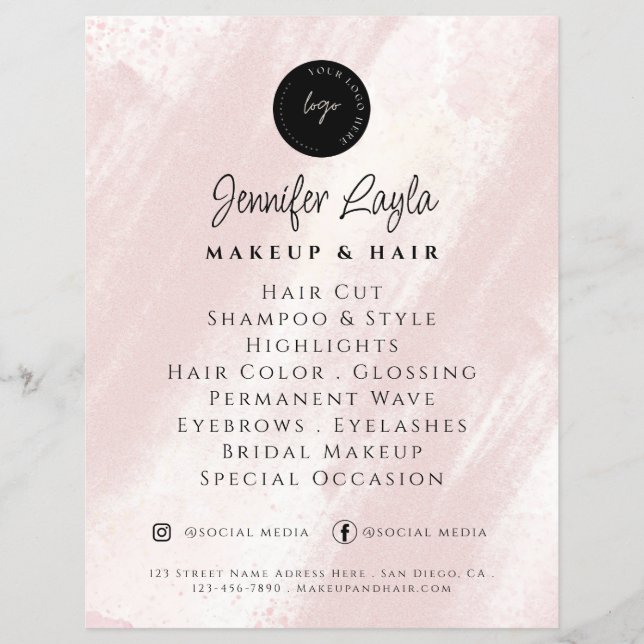 QR Code | Feminine Beauty Abstract Blush Pink Boho Flyer (Front)