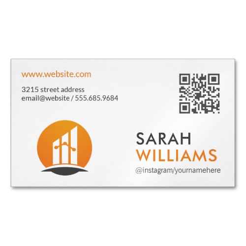 QR Code  Finance Logo Business Card Magnet