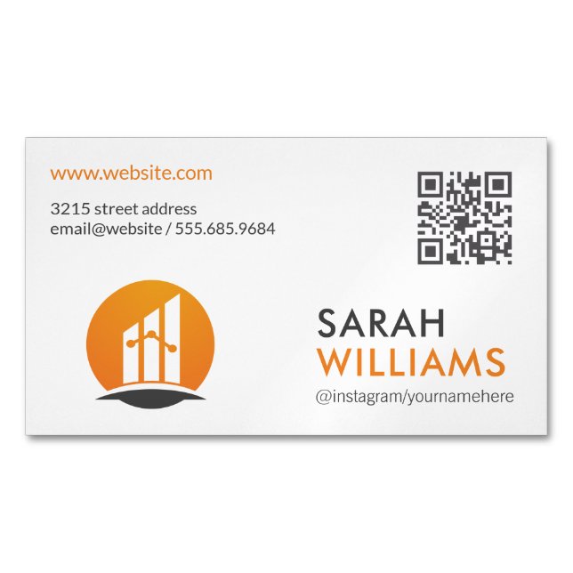 QR Code | Finance Logo Business Card Magnet (Front)