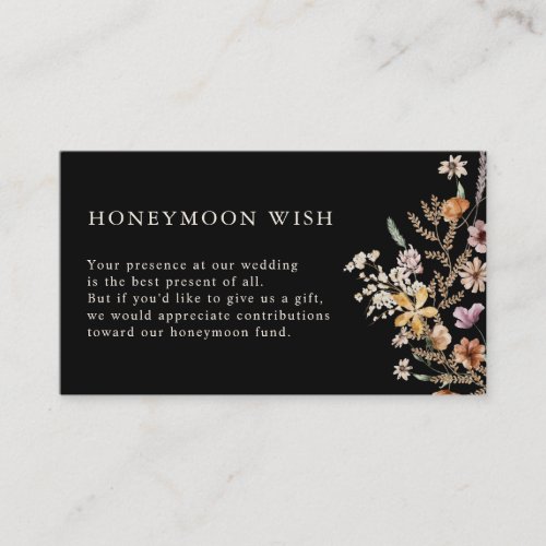 QR Code Floral Honeymoon Wish Enclosure Card