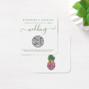 QR Code Floral Pineapple Wedding Invitation